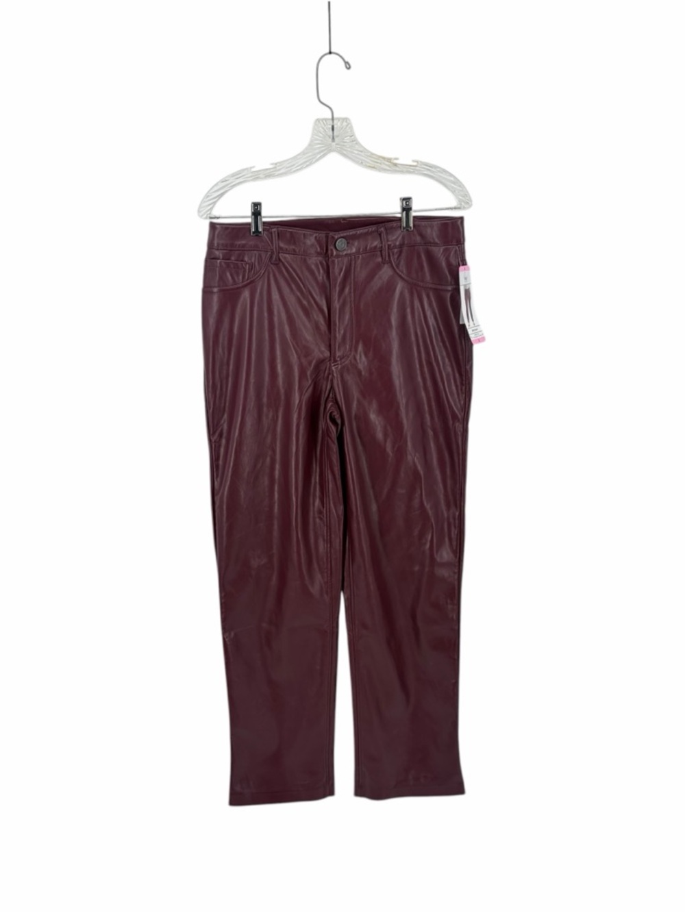 Joie Burgundy Vegan Leather Pants Womens Size 6 High Rise Straight Leg